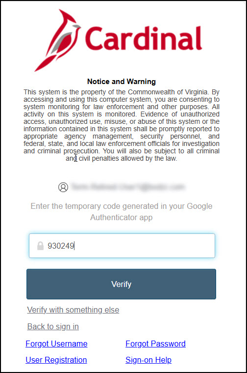 Google Authenticator | Cardinal