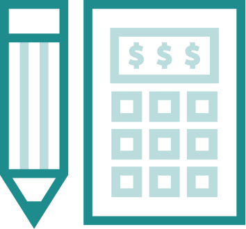 Decorative icon - pencil and calculator