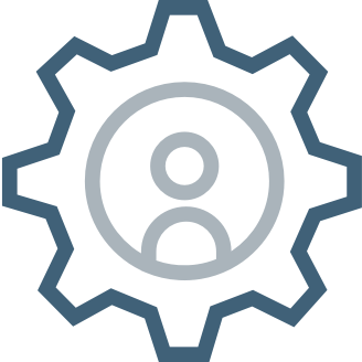 Decorative icon - gear with person in middle